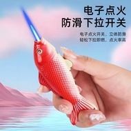 New Good Luck Koi Creative Straight Lighter Inflatable Metal Windproof Unique Novelty Funny Trendy L