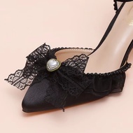 Black bow y2k dance woman shoes clip