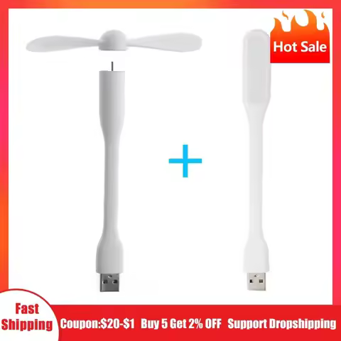 Hot Mini USB Fan Flexible Bendable Cooling Fan and USB LED Light For Humidifier & Power Bank & Noteb