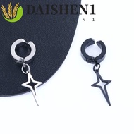 DAISHEN1 Cross Clip Earring Cool Punk Stainless Steel Drop Earring Fake Piercing Hip Hop Non-Piercin