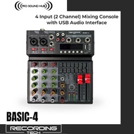 PPC Recording Tech Basic-4 Basic4 Mixer 2 Channel 4 Input USB