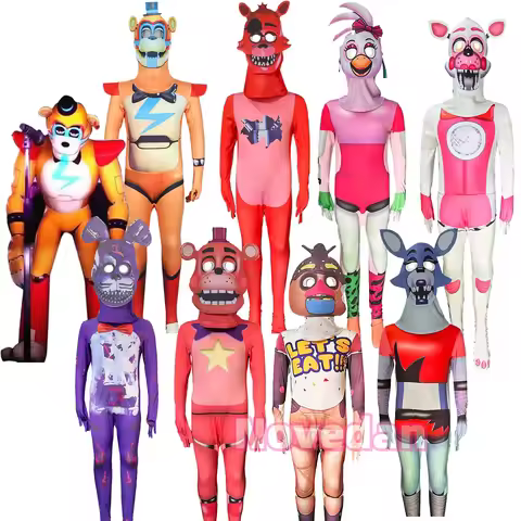Five Nights Golden Freddy Fazbear Chica Bonnie Bear Foxy Cosplay FNAF Costume Horrible Game Cosplay 