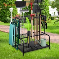[Gamchiano] Garden Tool Organizer Utility Shelf Space Saving Carbon Steel Yard Tools Storage