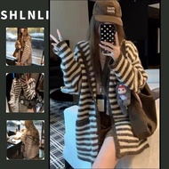 Women's Korean Style Layered Stripe Hooded Knit Sweater - Cool Weather Essential