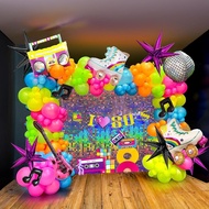 80S Music Theme Balloon Garland arch kit 160pcs with guitar disco ball musical note mylar balloon fo