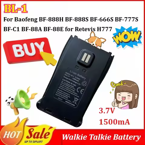 Type-C BL-1 3.7V 1500mAh Walkie Talkie Battery for Baofeng BF‑888H BF‑888S BF‑666S BF‑777S BF‑C1 BF‑