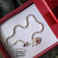 gelang silver 925 original , gelang tangan bebola ukir dan charm  perak 925 , silver 925 ball bracel