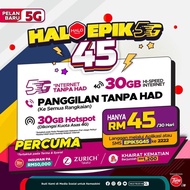 Halo Epik 5G 45 (LINE 5G KUOTA 70GB + 4G KUOTA 30GB)