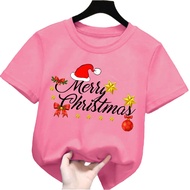 kaos anak perempuan/laki laki gambar merry christmas natal Tshirt kids rabbit love 1-12tahun lengan