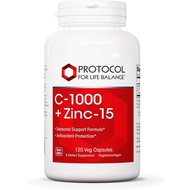 PROTOCOL FOR LIFE BALANCE C-1000 + Zinc-15 - Vitamin C & Zinc Bisglycinate - Immune Support Suppleme