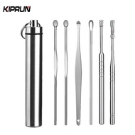 KIPRUN 6PCS Ear Pick Set Stainless Steel Earpick Spiral Ear Pick Spoon Set Ear Wax Curette Remover E