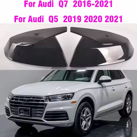 Gloss Black For Audi Q5 SQ5 Q7 SQ7 FY 4M Sline 2016-2021 Car Side Rear View Mirror Trim Cover