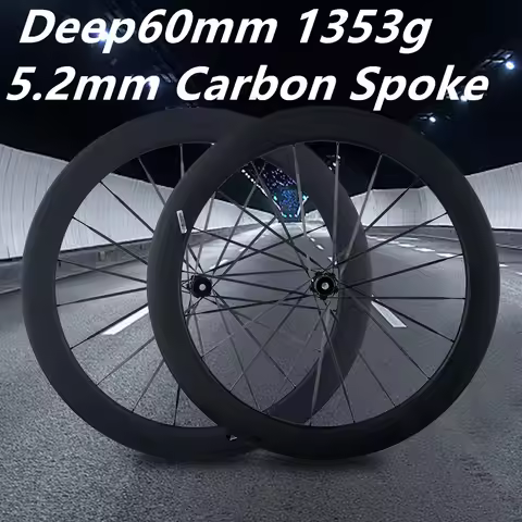 700C 1353g 60mm 5.2mm Carbon Spoke Wheels Road bike Disc Brake Clincher Tubeless Wheelset carbon spo
