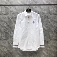 2024 Gốc Thom Browne Tb trực tiếp neo thuyền thêu Oxford dài tay áo sơ mi nam và nữ cùng một kiểu dá