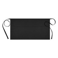 Black Half Apron Waterproof Oil-proof Large Pockets Adjustable Strap Men Women Waitress Waiter Kitch