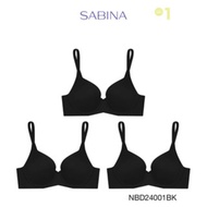 ( Set 3 ชิ้น ) Sabina Perfect Bra Level 1 เสื้อชั้นใน ไร้ตะเข็บ มีโครง รหัส NBD24001BK - สีดำ