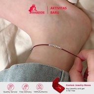MERAH Free Gift Box Elegant Anklet​​ From S925 Silver with Red Rope Classic coin design full of mean