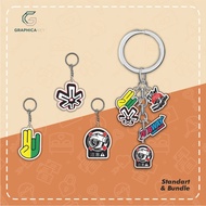 GANTUNGAN Acrylic Round Keychain Keychain + JDM Japan Domestic Market Sticker