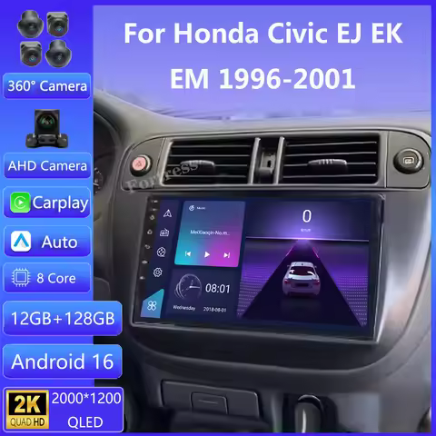Car Radio Carplay For Honda Civic EJ EK EM 1995-2001 Navigation GPS Android Auto Stereo Android 16 V