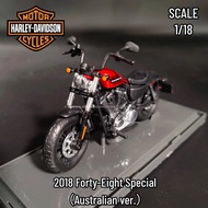 1:18 Mini Moto Replica Harley-Davidson 2018 Forty-Eight Special Australian Version Motorcycle Model 