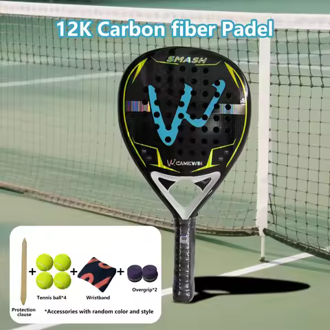 12K Carbon Fiber Padel Racket | with EVA Memory Foam Cotton | New Process Caged Tennis Racket | Boar