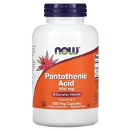✅Ready Stock✅NOW Foods, Pantothenic Acid 500mg, 250 VCaps. (Vitamin B5)