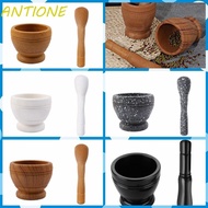 ANTIONE Mortar Pestle Set, Manual Multi-function Mashing Medicine Pot, Kitchen Tools PP Durable Lightweight Stone Mortar Herb