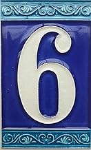 House Numbers Phosphorescent Hand-painted Italian Ceramic Numbers Tiles, Roman Design, Tile Size: 11