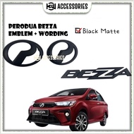 Perodua Bezza Logo Black Emblem Front and Rear and Bezza Wording