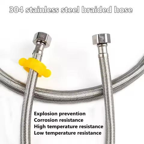 1/2, 3/4 Inch 304 Stainless Steel Braided Hose Cold Hot Water Pipe Toilet Faucet Connection Pipe Gar