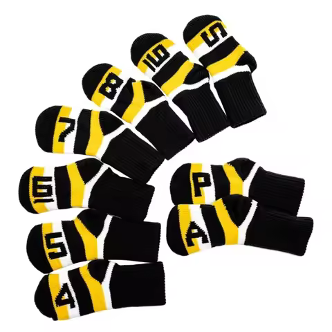 9Pcs Knitted Fabric Golf Iron Cover Iron Head Protect Cover Golf Wedges Headcover Golf Iron Club Cov