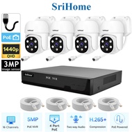 (3MP) SriHome PoE NVR 4CH + 4x PTZ PoE Camera 3MP Network Video Recording CCTV System + 4x 20m LAN C