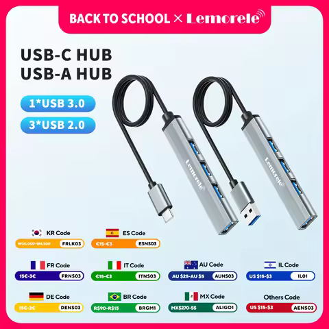 Lemorele USB Hub Type C Hub USB3.0 OTG 4 Port USB C/A HUB Multi Splitter Adapter Laptop Accessories 