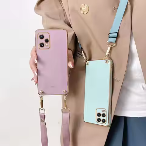Realme8 I Crossbody Lanyard Case For Oppo Realme 8 9 Pro Plus 5g 8i 9i 4g Cord Plating Silicone Cove