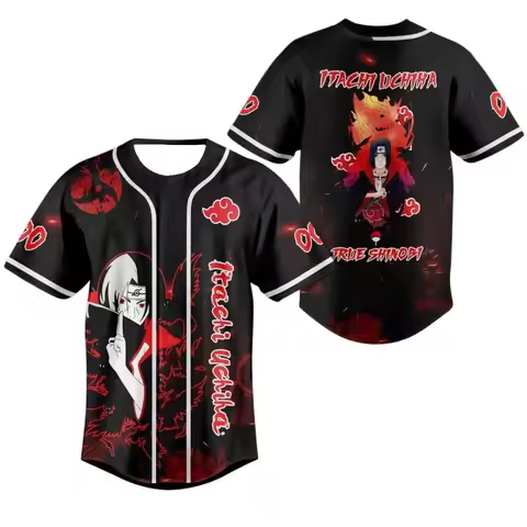 2026 New Naruto Uchiha Itachi Theme Baseball Shirt, Akatsuki Organization Sharingan High Street Styl