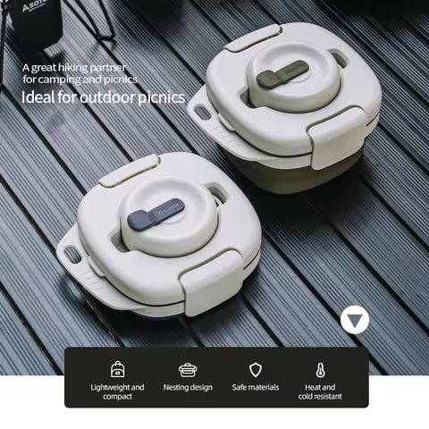 Awada Travel Set Camping Silicone Bowl Portable Collapsible Bowl Cup Spoon Outdoor Integrated Storag