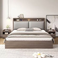 1.82 Meter Master 1.5 Meter Wooden Bed 1.2 Bed Single Bed Simple Practical Bed Double Rental Room Sm