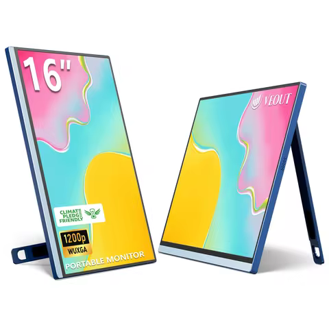 VEOUT Colourful 16 60HZ inch Gaming Portable Monitor for Laptop,1200P Display LCD FHD External Secon