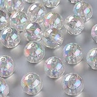 Ornazy 220 pcs 16mm Acrylic Round Beads Clear AB Color Bubblegum Ball Beads Transparent Chunky Gum B