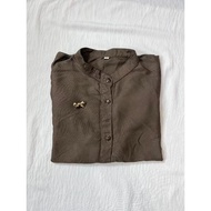 Baju Kemeja Blouse Atasan Outfit Wanita Populer Hitam Biru Navy Polos Rayon Twill Premium Fit Body P