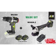 J&E  Worx Cordless Professional Tool COMBO SET WU808 20V BATTERY 100MM BRUSHLESS  + WU369 20V Cordle