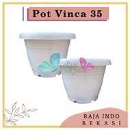 Pot Gentong VINCA 35 Putih Pot Tanaman Plastik Bunga Jumbo Besar Murah Grosir 40 cm Pot Tulip 45 20