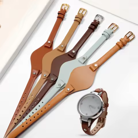 For Fossil Soft Genuine Leather 8mm Watchbands Es3077es2830es3262es3060 with Stand Base Women Multic