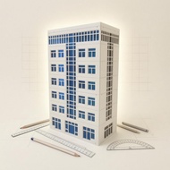Hightall Building Model Blue Window Detailing Plastic Building Model Display Item Grid Facade Light 