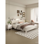 1.5m1.351.2 Style Storage Double High Small Apartment Cream White 1.8m Solid Bed Wooden Bed Modern S