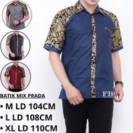 (BISA COD) Baju Batik Pria Kombinasi Prada Emas Koko Batik Pria Batik Pekalongan Atasan Pria Baju Muslim Kemeja Pria Lengan Pendek Fashion Muslimin Batik Jumbo 5XL Pakaian Muslim Laki-Laki Koko Pria Hexagon Batik Exlusive Batik Kerja Batik Murah