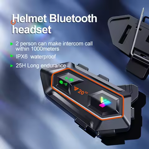 Y20 2X Motorcycle Helmet Intercom Headset Bluetooth 5.0 Wireless Helmet Headphone IPX6 Waterproof Ha