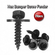 20pcs M5 Screw Bolt Retainer Bumper Screw Fender Splash Seal Cover M5 x14.5mm Hex Screw Bolt Body Co