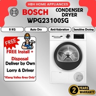 【Free Shipping】Bosch Series 6| WPG23100SG | Pengering Kondenser | 8 kg | Auto Dry | Anti-crease | Se
