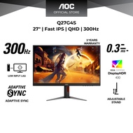 AOC Q27G4S 27 Inch QHD 300Hz 0.3ms Fast IPS Gaming Monitor with Adaptive Sync, HDR400 (Black) 27 inc